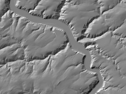DGM25-Darstellung als Schummerung erzeugt vom Landesamt für Vermessung und Geobasisinformation Rheinland-Pfalz DGM-Bereich: Mittelrhein (Loreley)