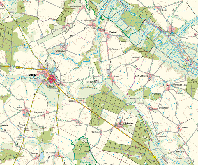 Automatische Präsentation der Datenbestände des DLM50 Gnoien, Mecklenburg-Vorpommern