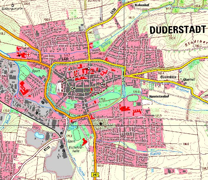 Ausschnitt aus dem Kartenblatt 4427 Duderstadt