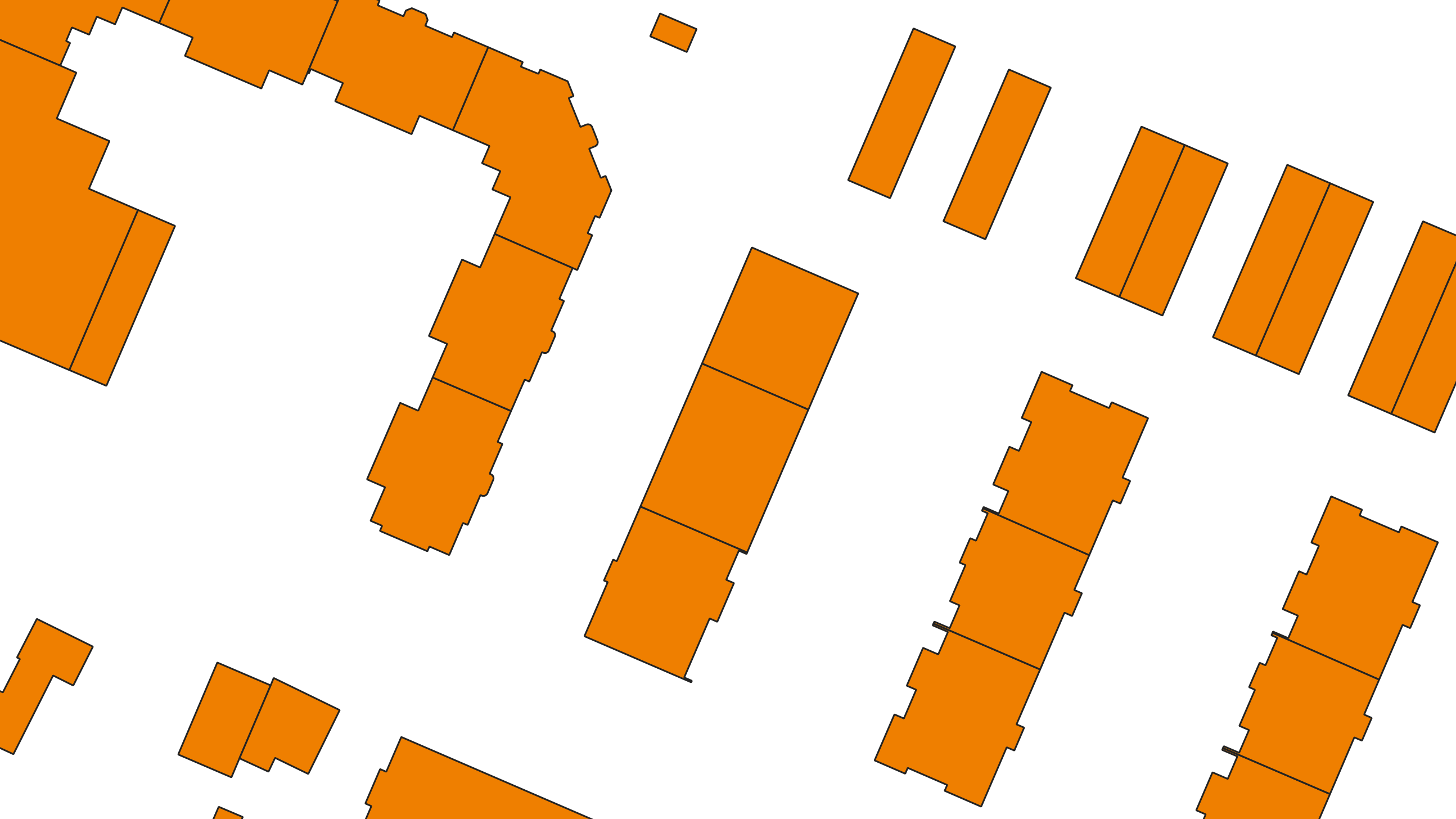 Hausumringe dargestellt als Rechtecke bzw. Vielecke in orange